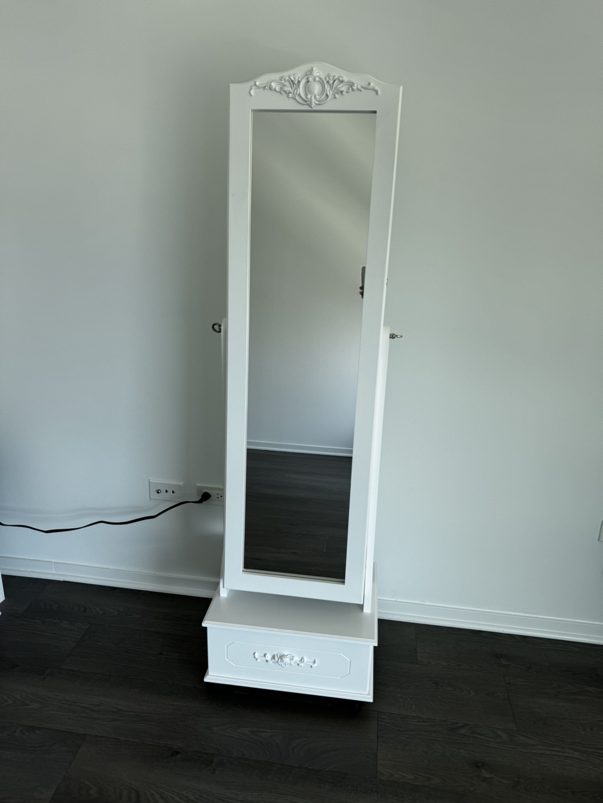 White Full Length Mirror Jewelry Armoire