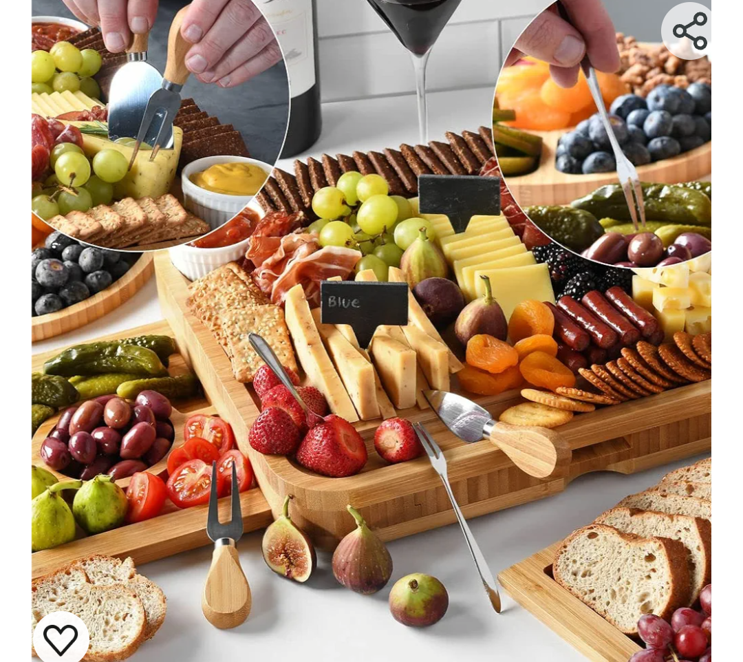 Bamboo Cheese Board & Serving Platter Set - photo 4