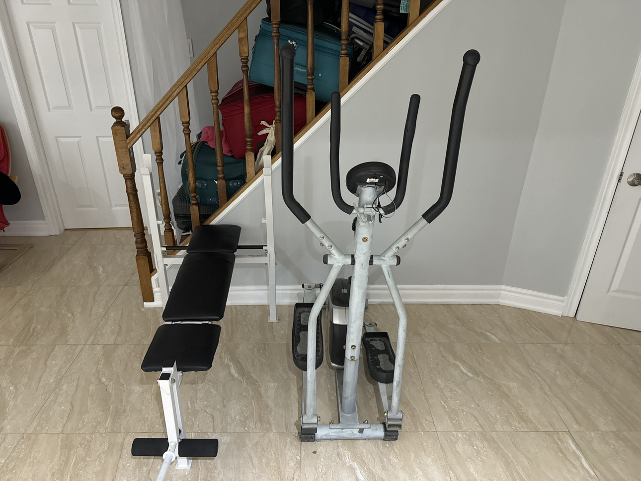 Gym bench and cardio machine