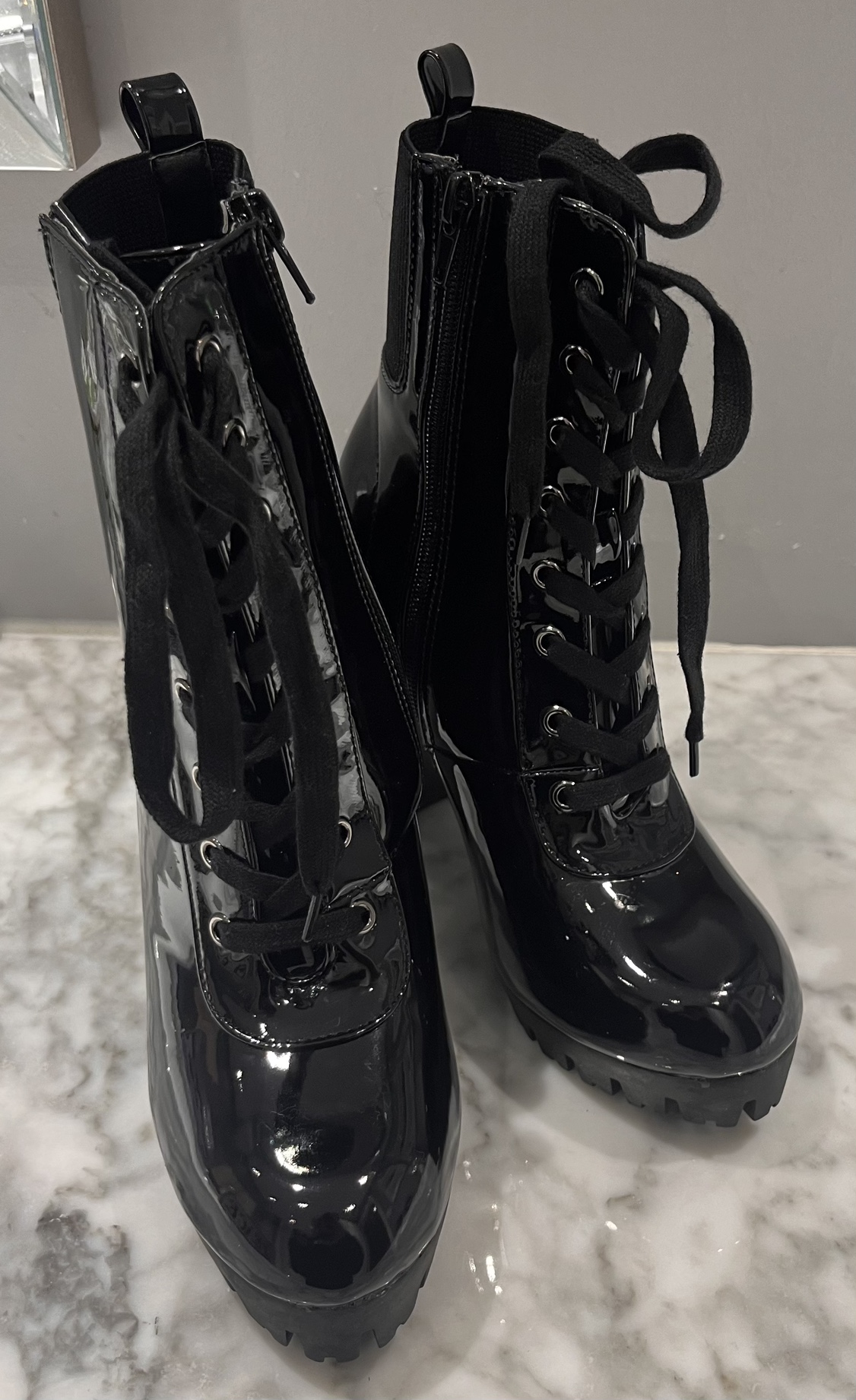 Black Shiny Bootie Heels - Fashion Nova image indicator(3)