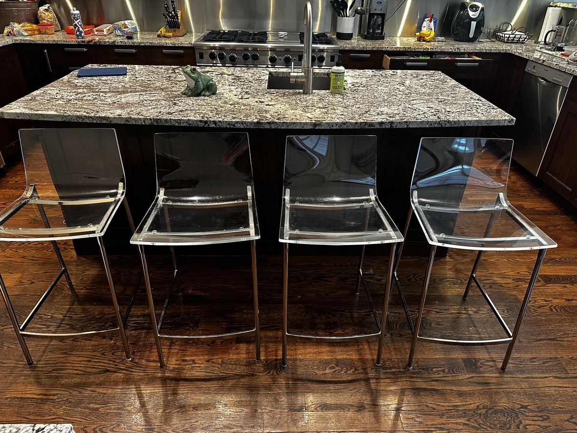 Cb2 clear barstools x 4