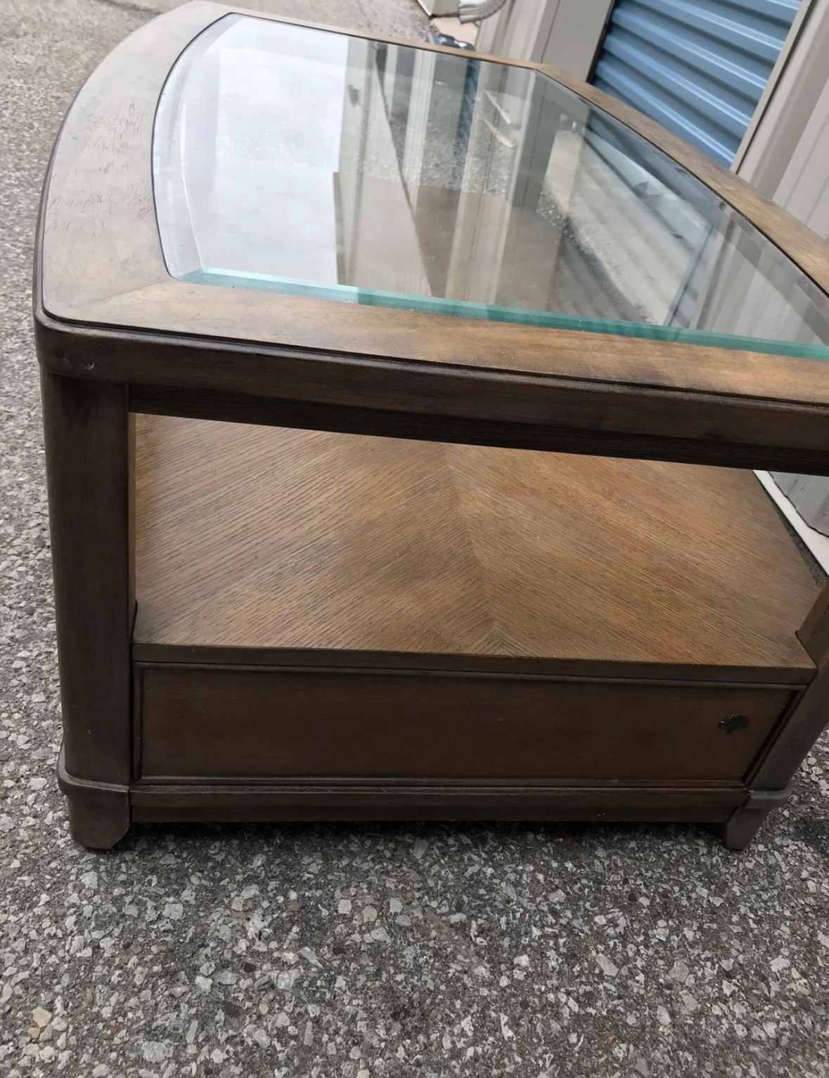 Brown Coffee Table with Glass Top  with Storage image indicator(5)