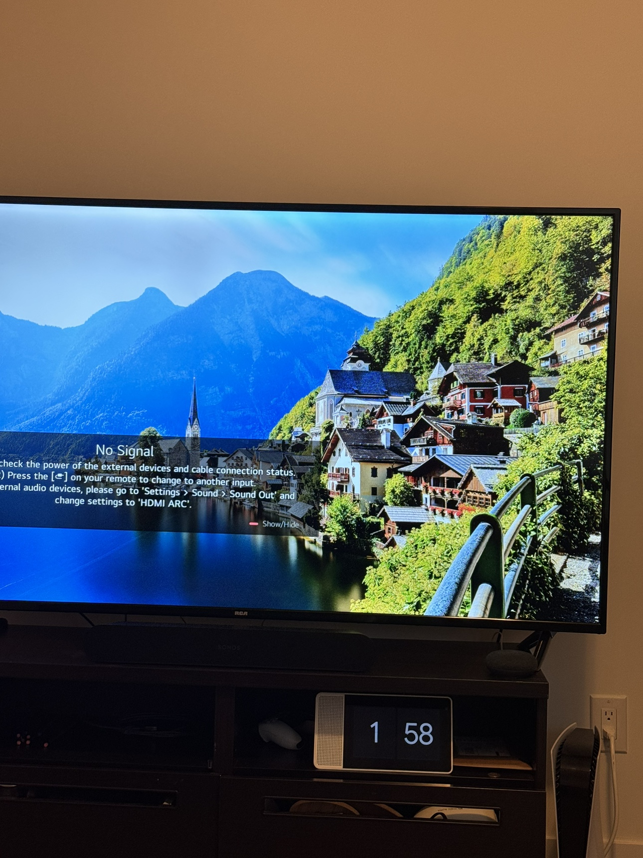 RCA 65" 4K Smart TV (RWOSU6549)with TV stand