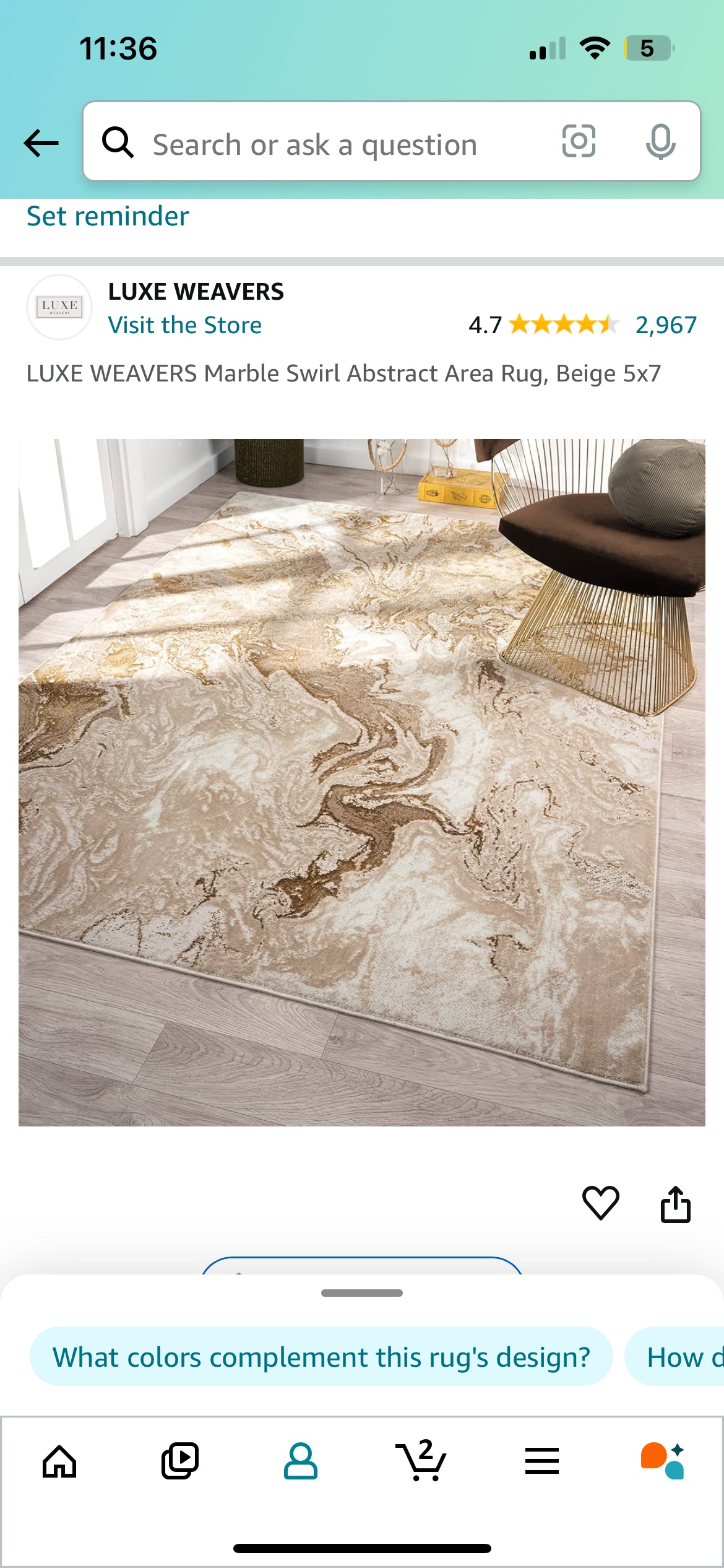Beige Marble Area Rug - photo 2