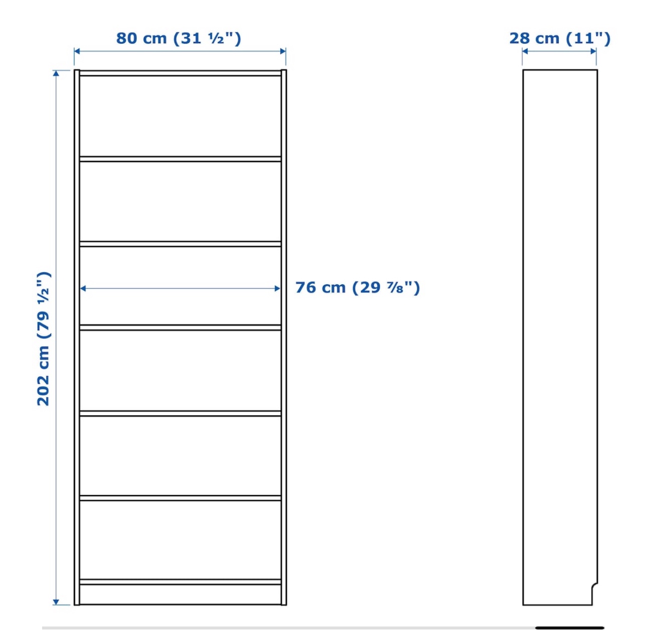 Billy Bookshelf 11” D X 31-1/2”W X 79-1/2” H - photo 2