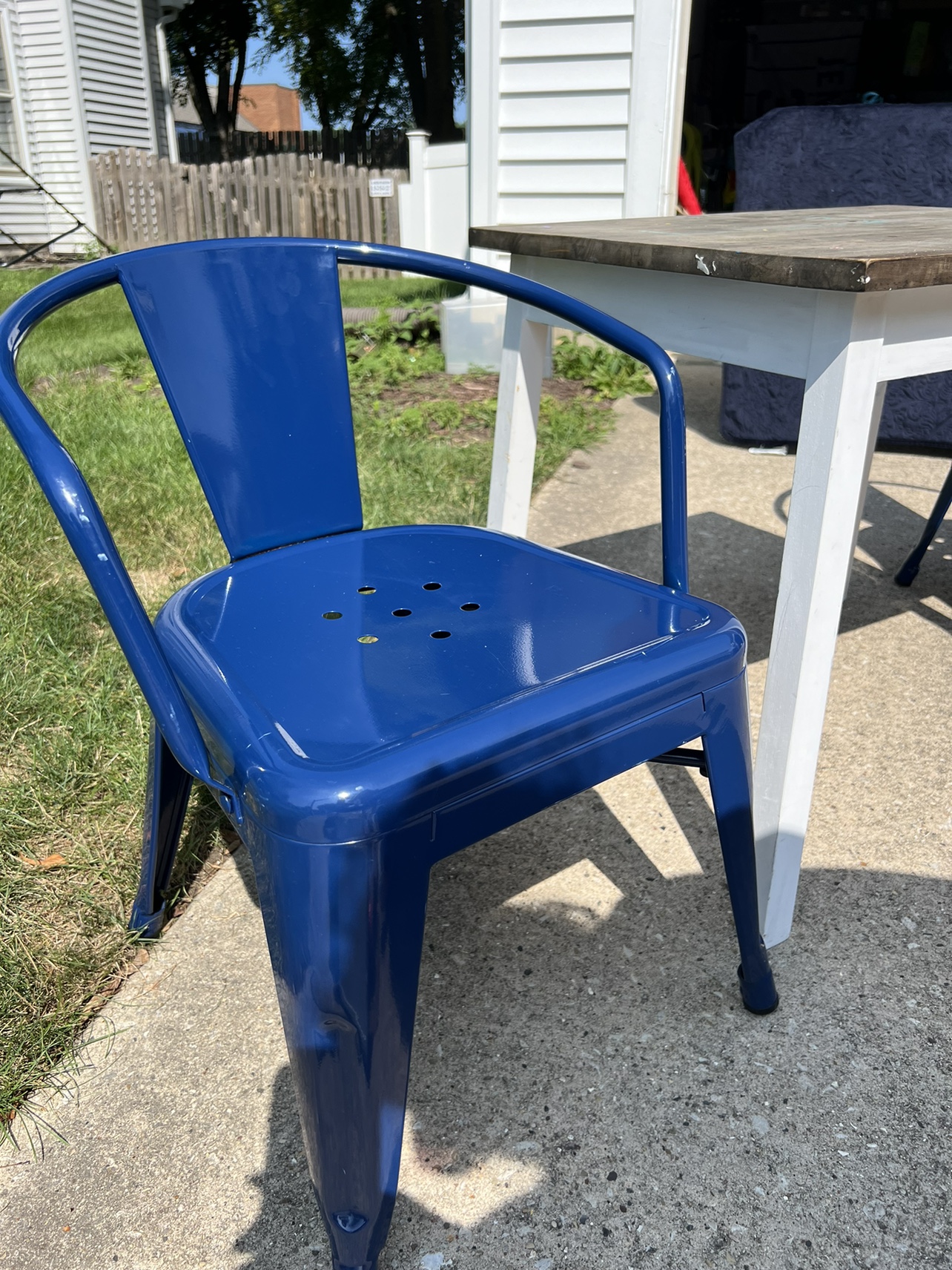 Kids Table and Blue Metal Chairs - photo 3
