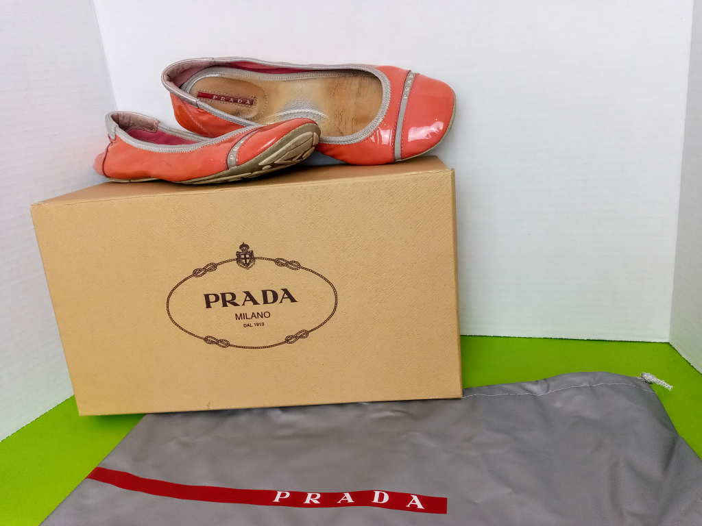 PRADA ballerina slippers + bag & box. Size 7 image indicator(6)