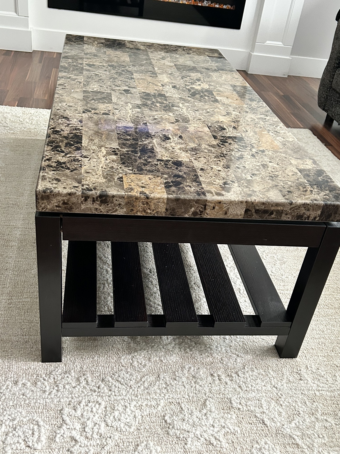 Black and marble brown table - photo 2