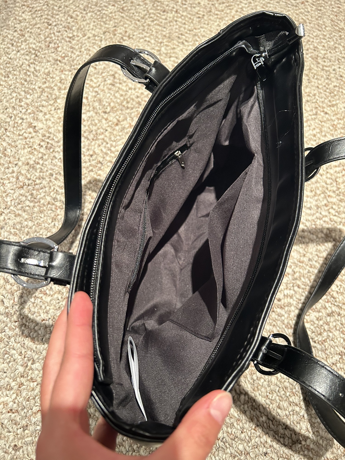 black leather tote bag - photo 5