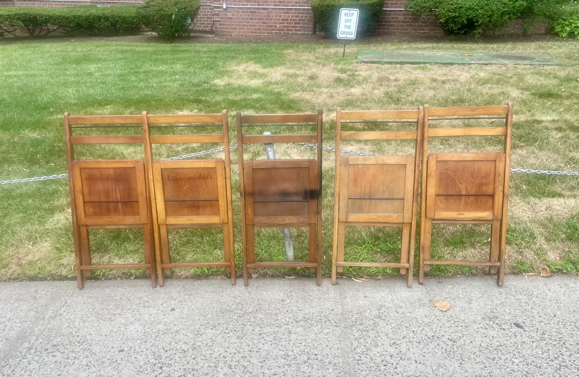 Set of 5 MCM Natural Solid Wood Folding Chair - photo 5