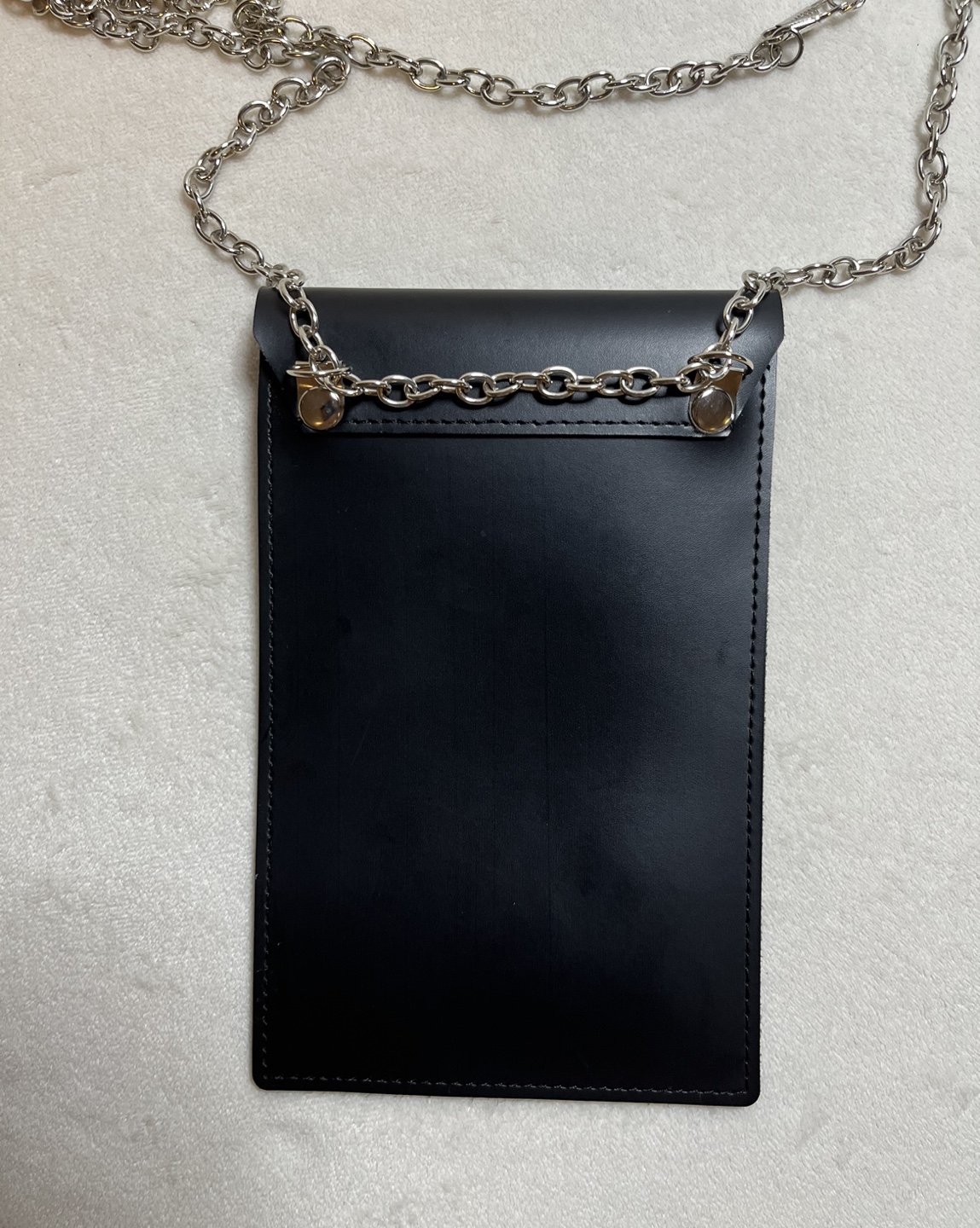 Black Leather Phone Pouch with Chain Strap - photo 2