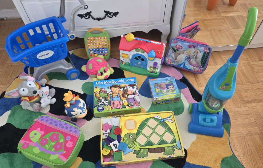 Set of toys and lunch bag for kids