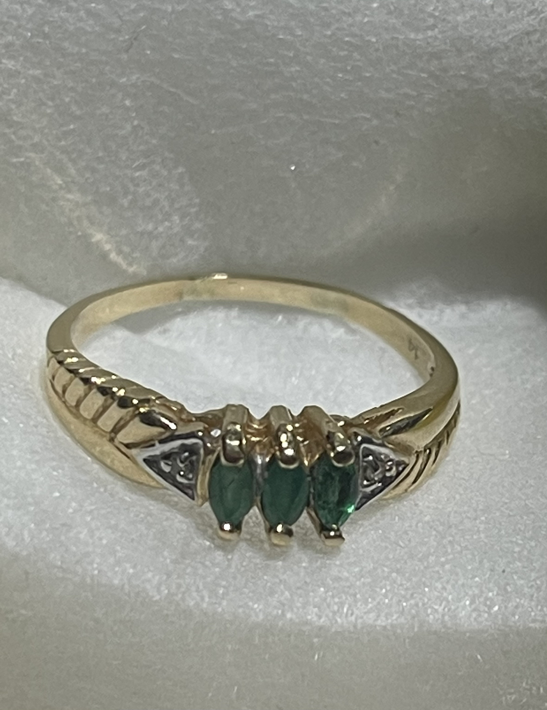 14K Gold Ring with Marquise cut stones thumbnail
