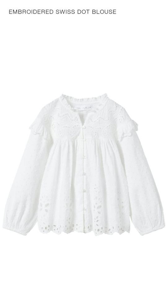 Zara Embroidered swiss dot blouse thumbnail