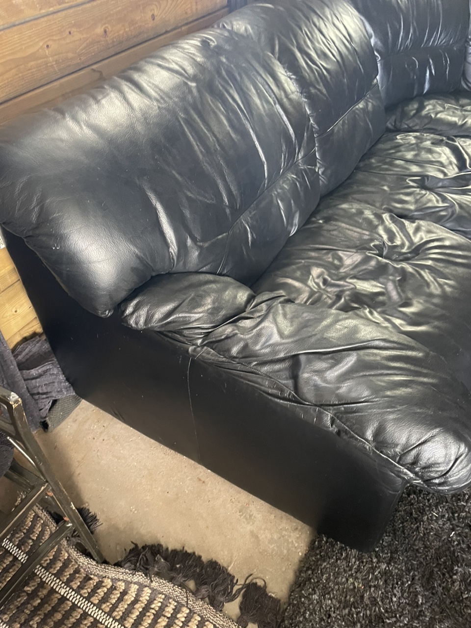 Black leather sofa