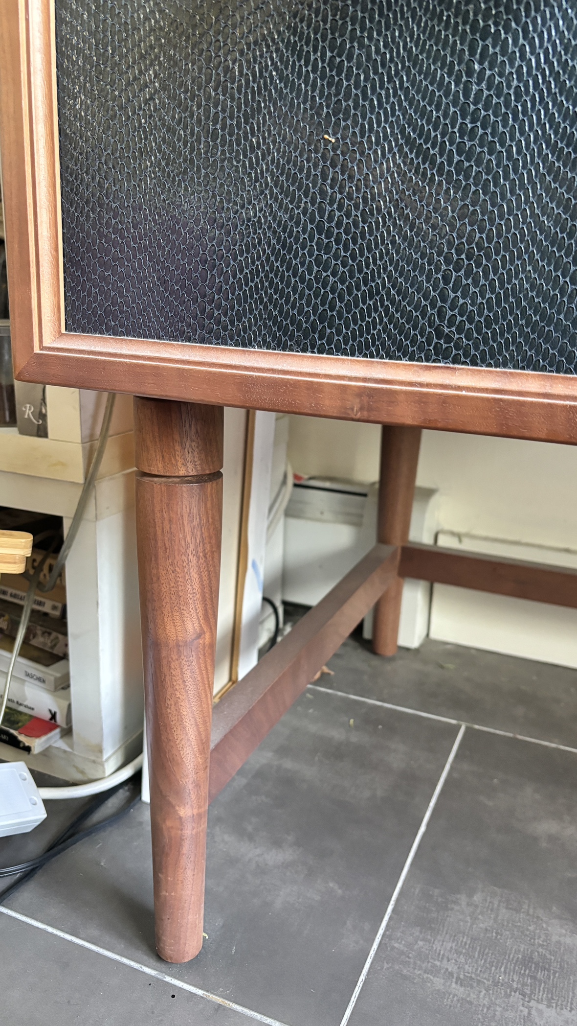 Solid Walnut Double Drawer Desk with Brass Metals Pulls - photo 4