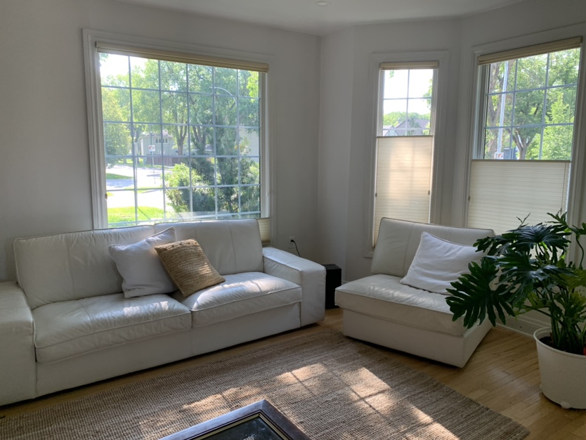 Genuine white leather couch & chair