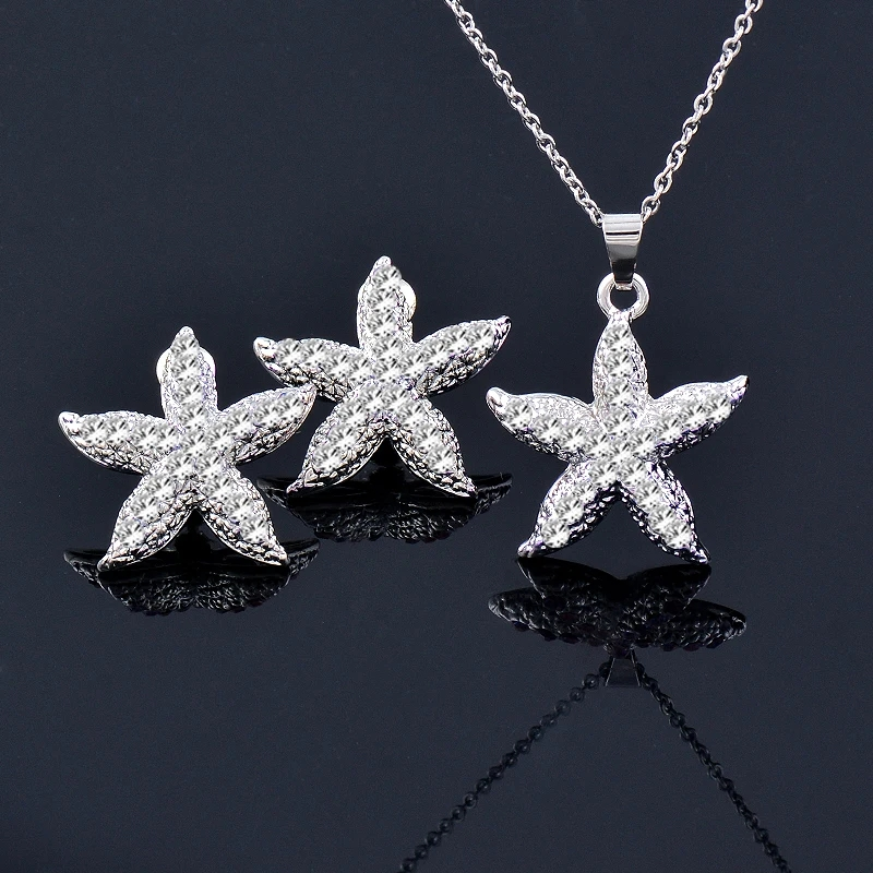 Starfish ✨️ crystal rhinestones necklace and earrings thumbnail