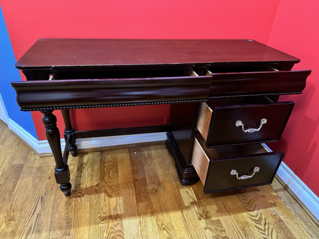 Wood computer desk and vanity - photo 4