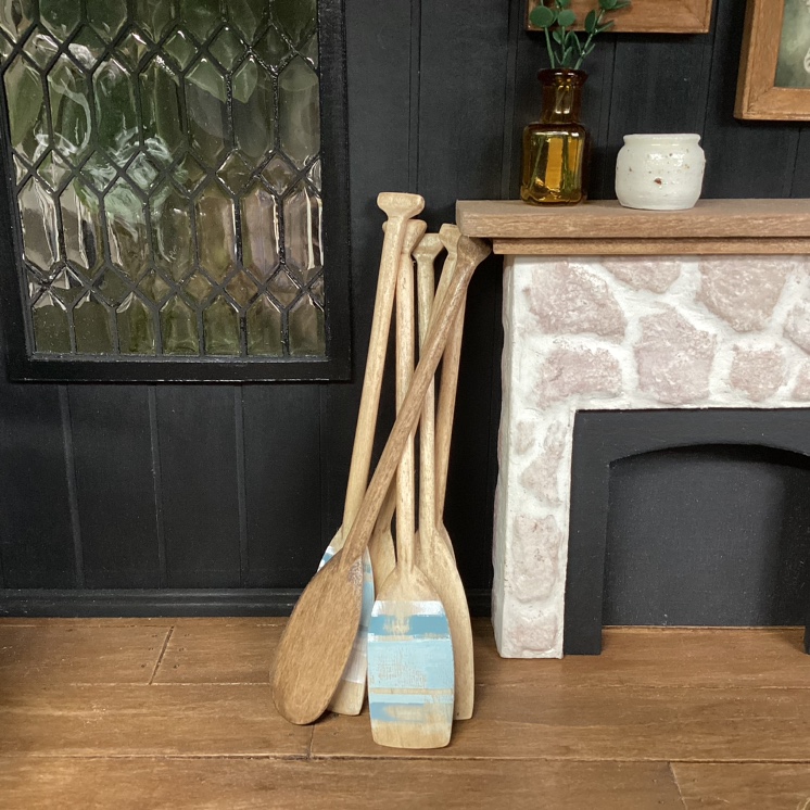 Miniature Vintage Canoe Paddles 1/12 Scale Dollhouse Decor image indicator(7)