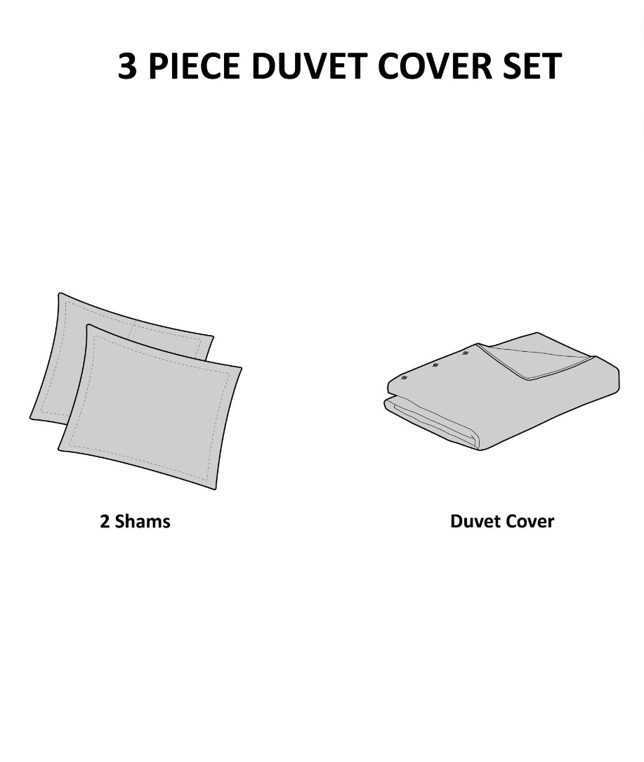 3-piece Gray Chenille Duvet Cover Set, Full/Queen - photo 2