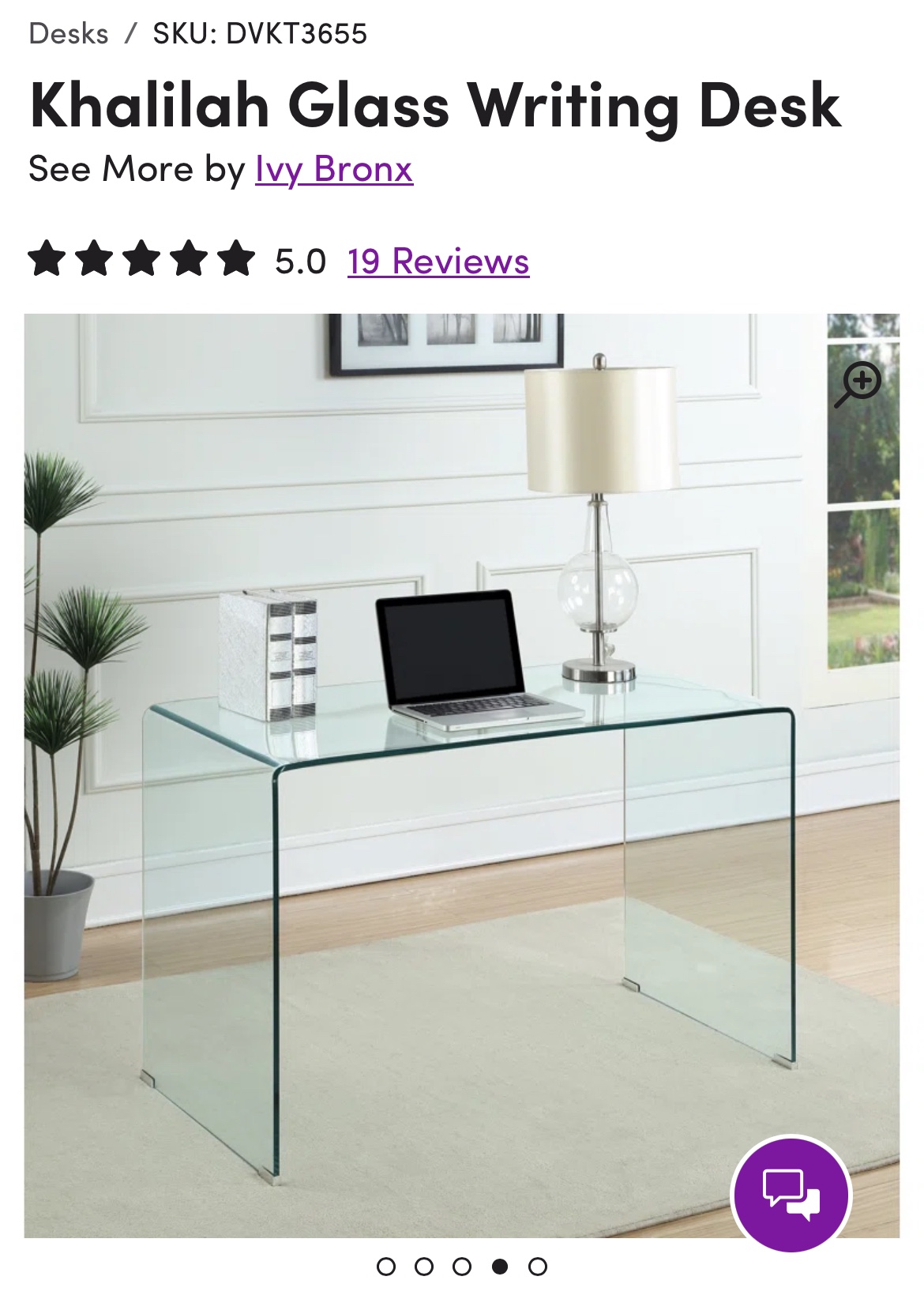 Tempered Glass Desk 49.5x27.5x29 image indicator(2)
