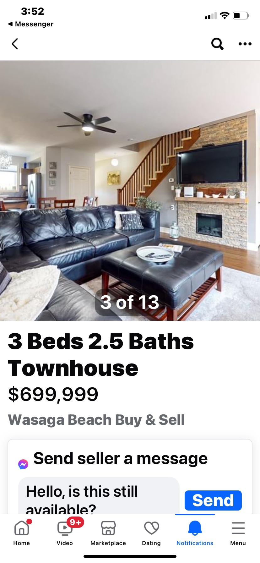 Sectional leather couch and coffee table