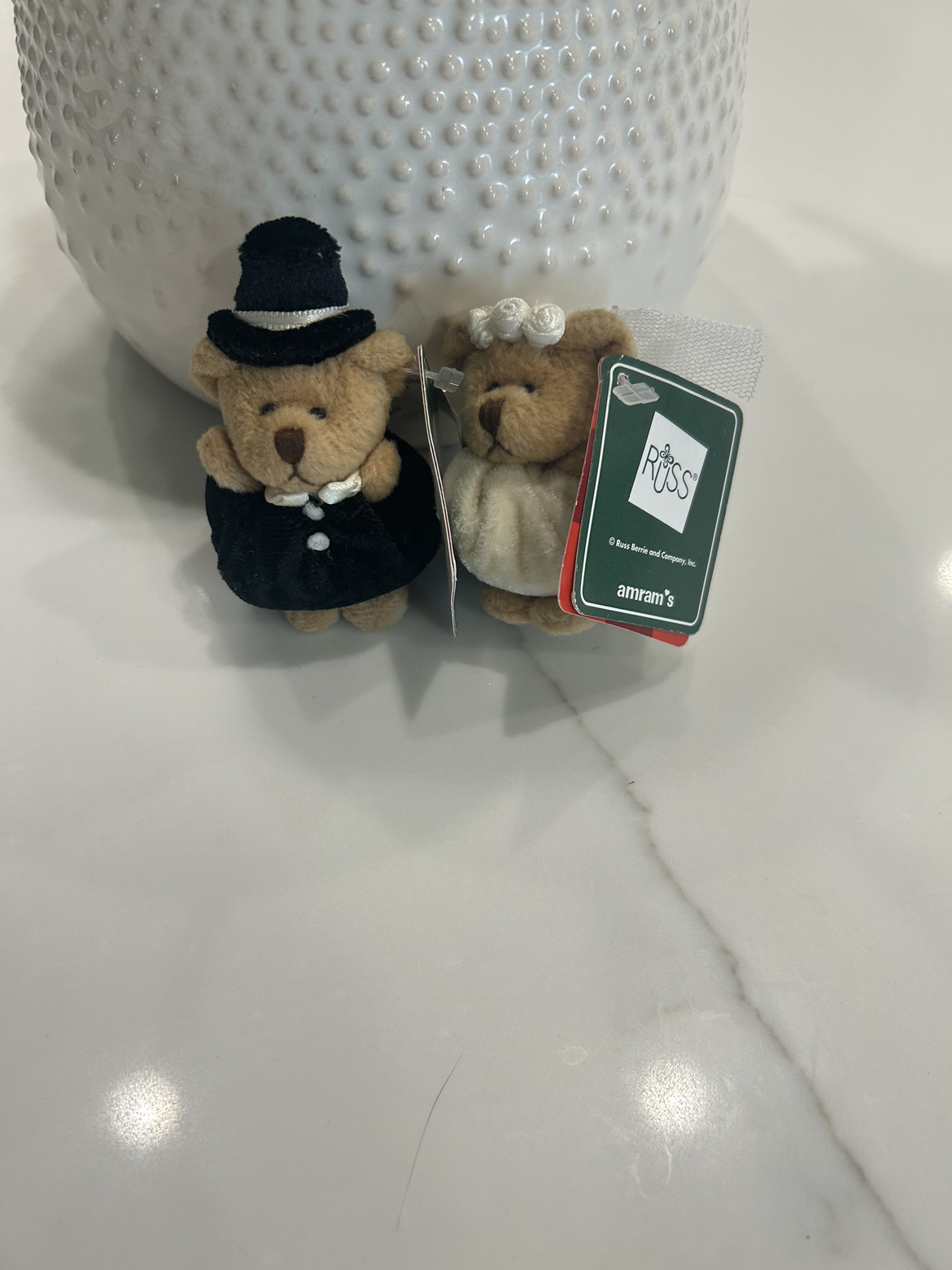 #freecycle Russ adorable wedding bears with tags on
