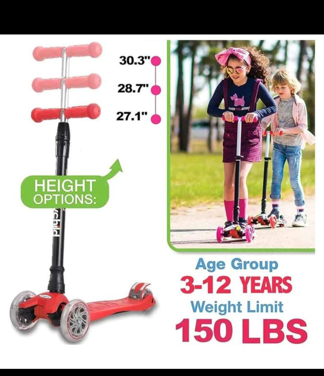 Scooters for Kids 3 Wheel Kick Scooter Daddychild - photo 2