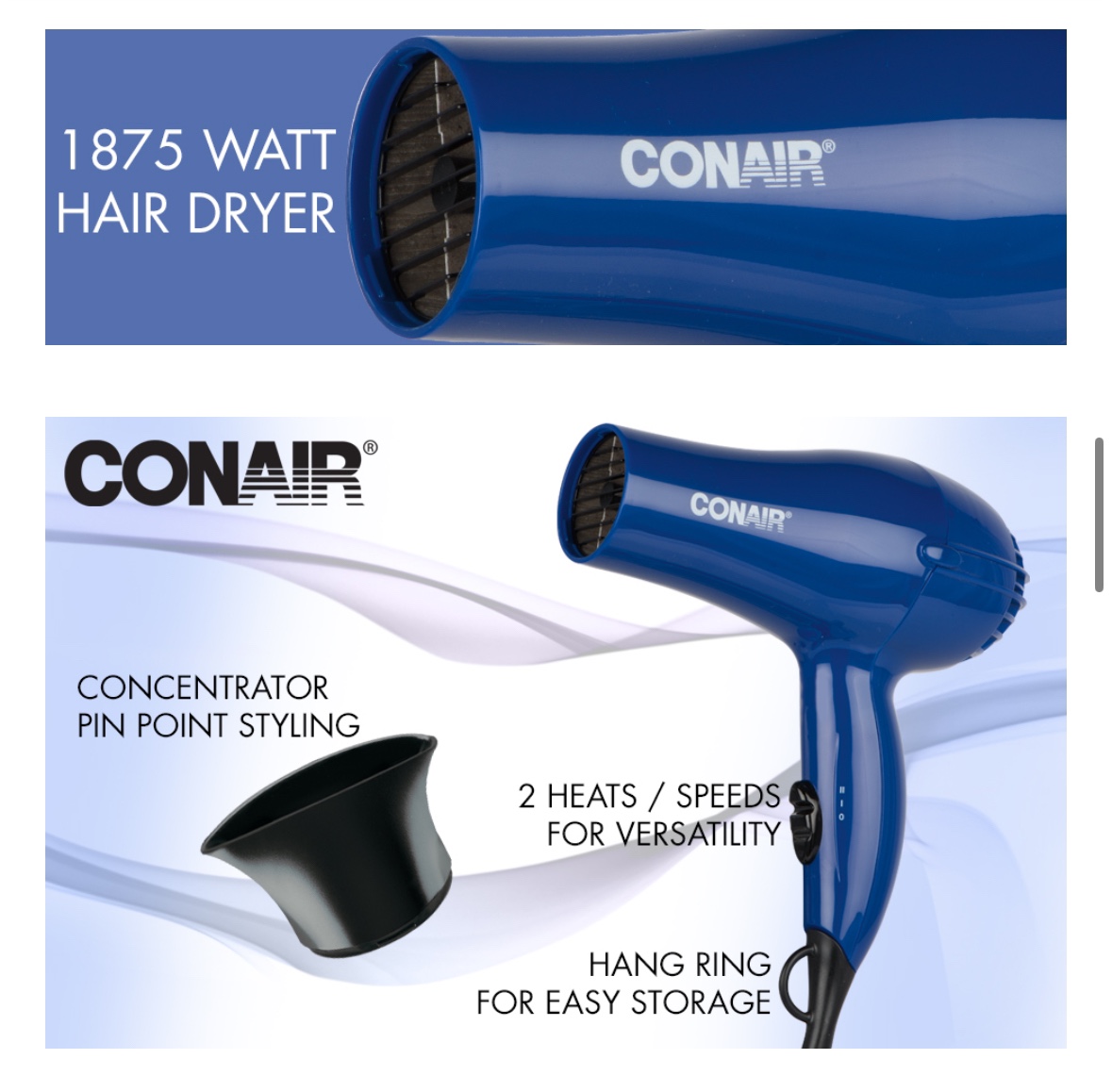 Conair 1875 Watt Hair Dryer - photo 2