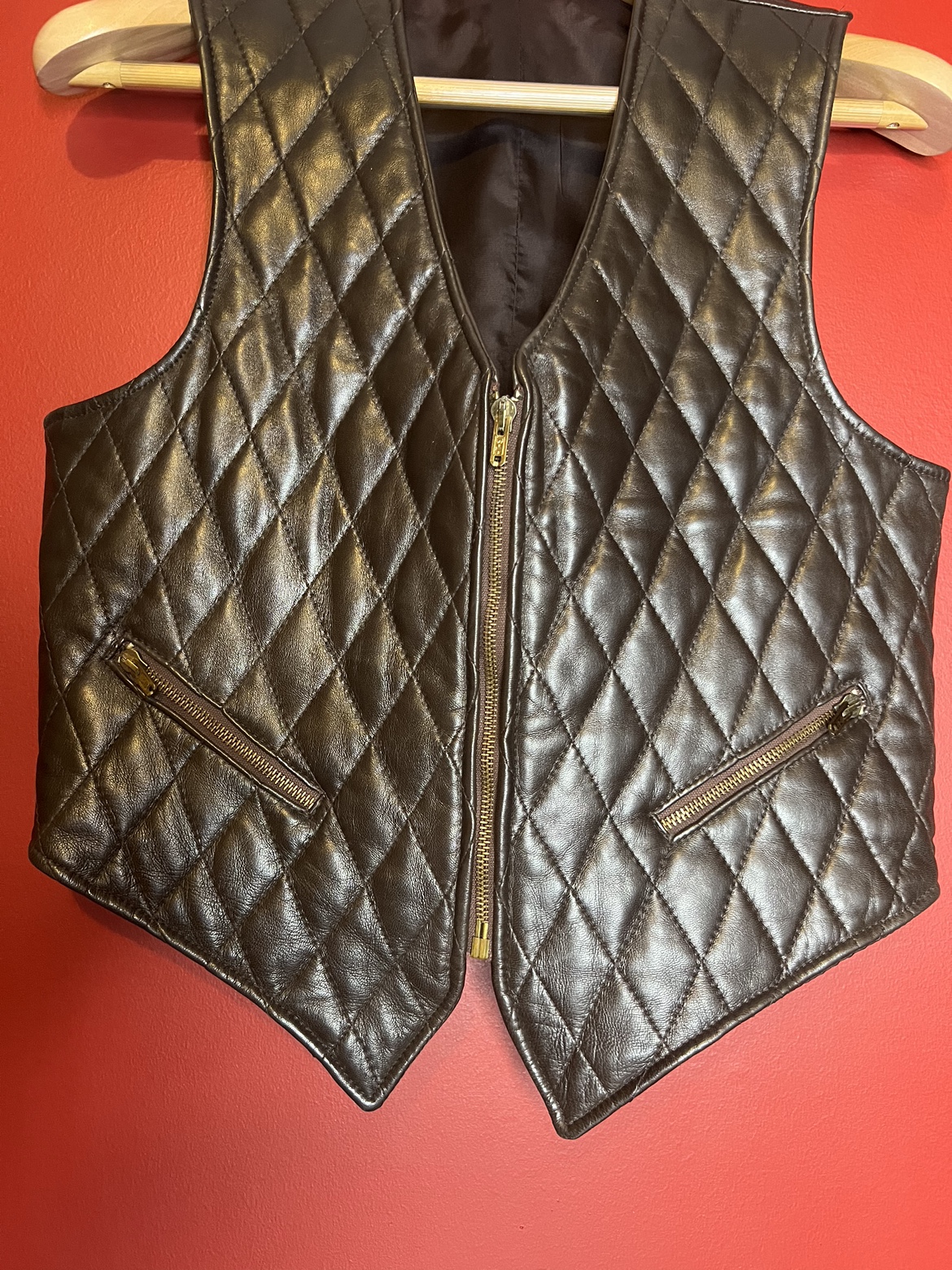 Quilted brown leather vest! MADE IN THE USA! - photo 2
