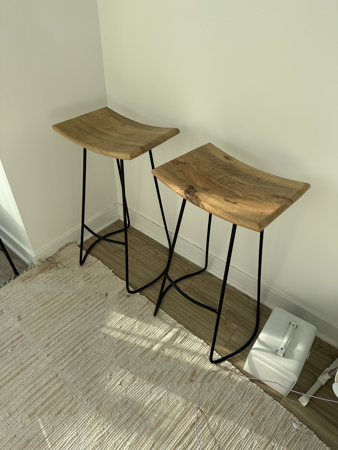 Set of Tall Oak Barstools - photo 2