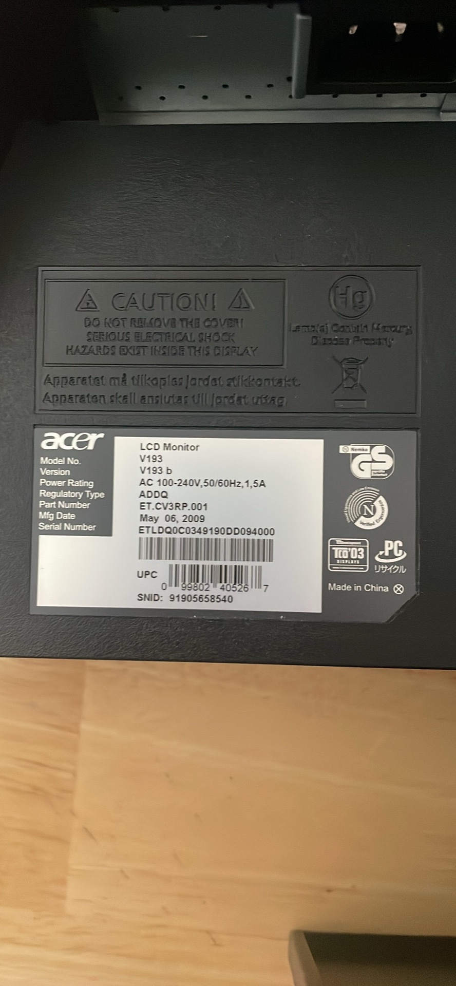 19 inch Acer monitor image indicator(3)