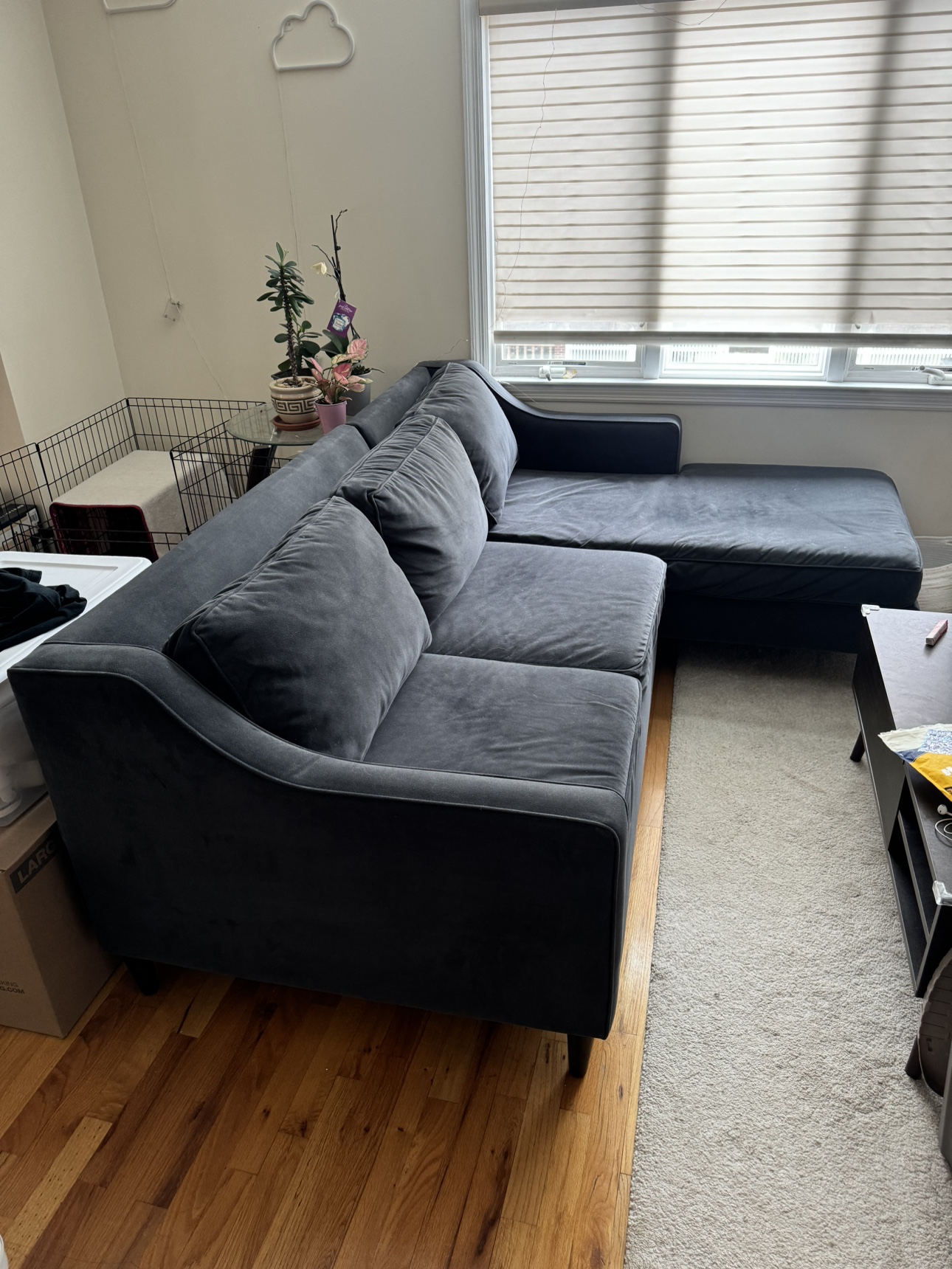 West Elm Olive Chaise Sectional Sofa