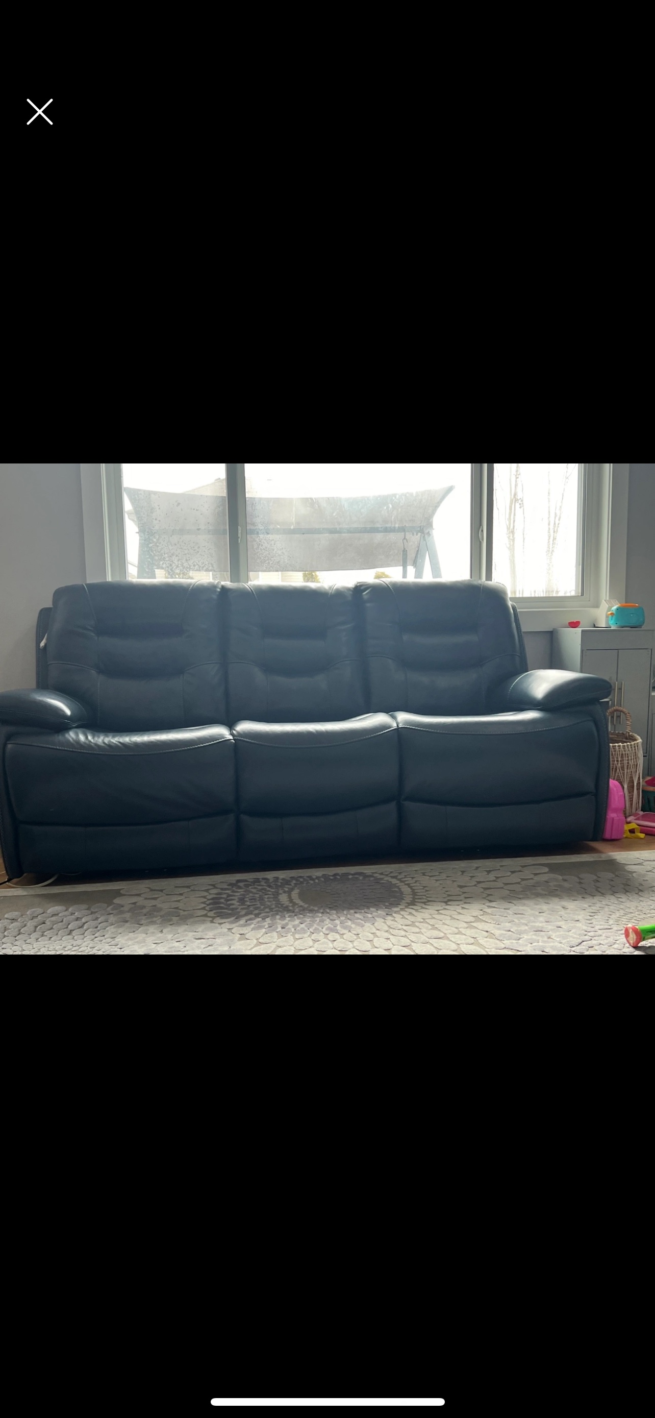 Power Recliner Leather Sofa Set (blue)