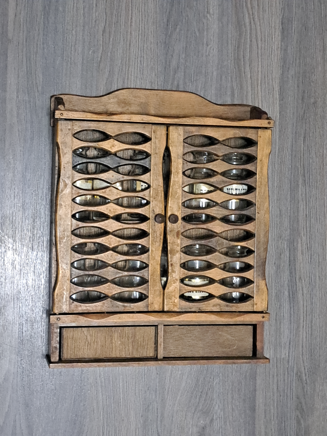 Vintage Spice Rack Wood 12 Jar Rack
