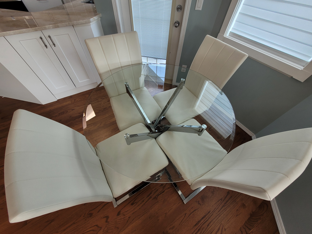 round glass table(39~40inch)+4 chairs - photo 2