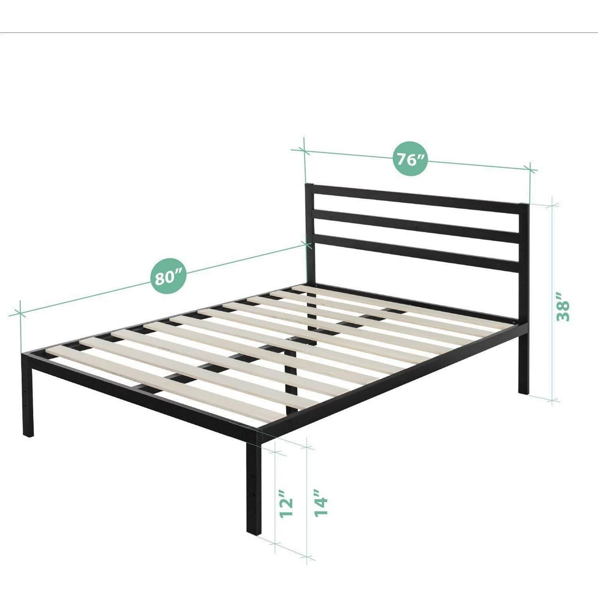 New Zinus Mia King size Metal Platform Bed Frame with Headboard - photo 4