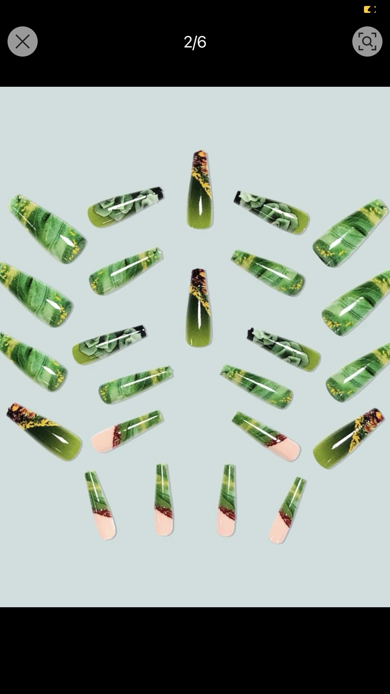 Green flower 🌸 press on nails image indicator(2)