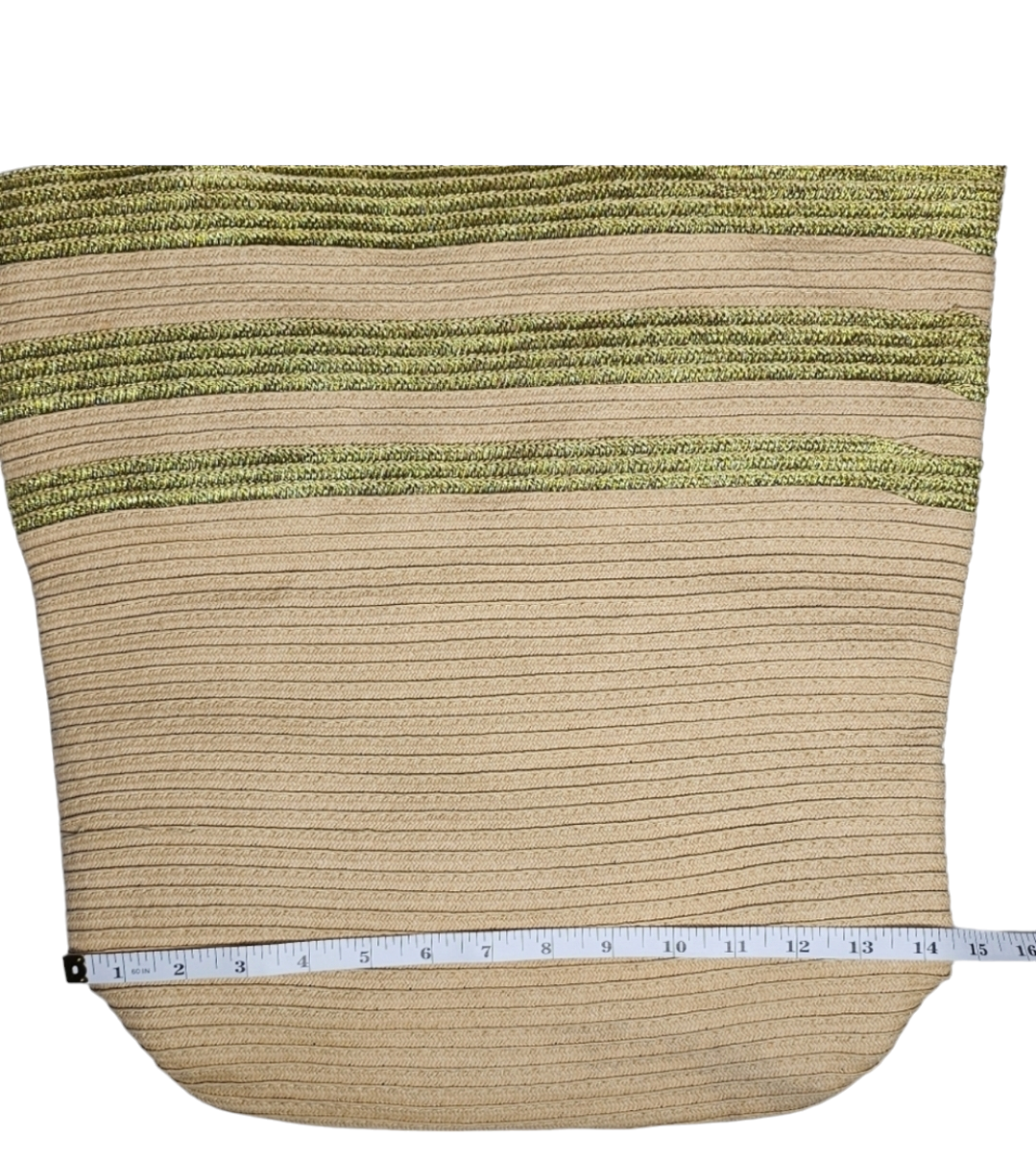 Paper Straw Tote Bag with Gold Stripes image indicator(5)