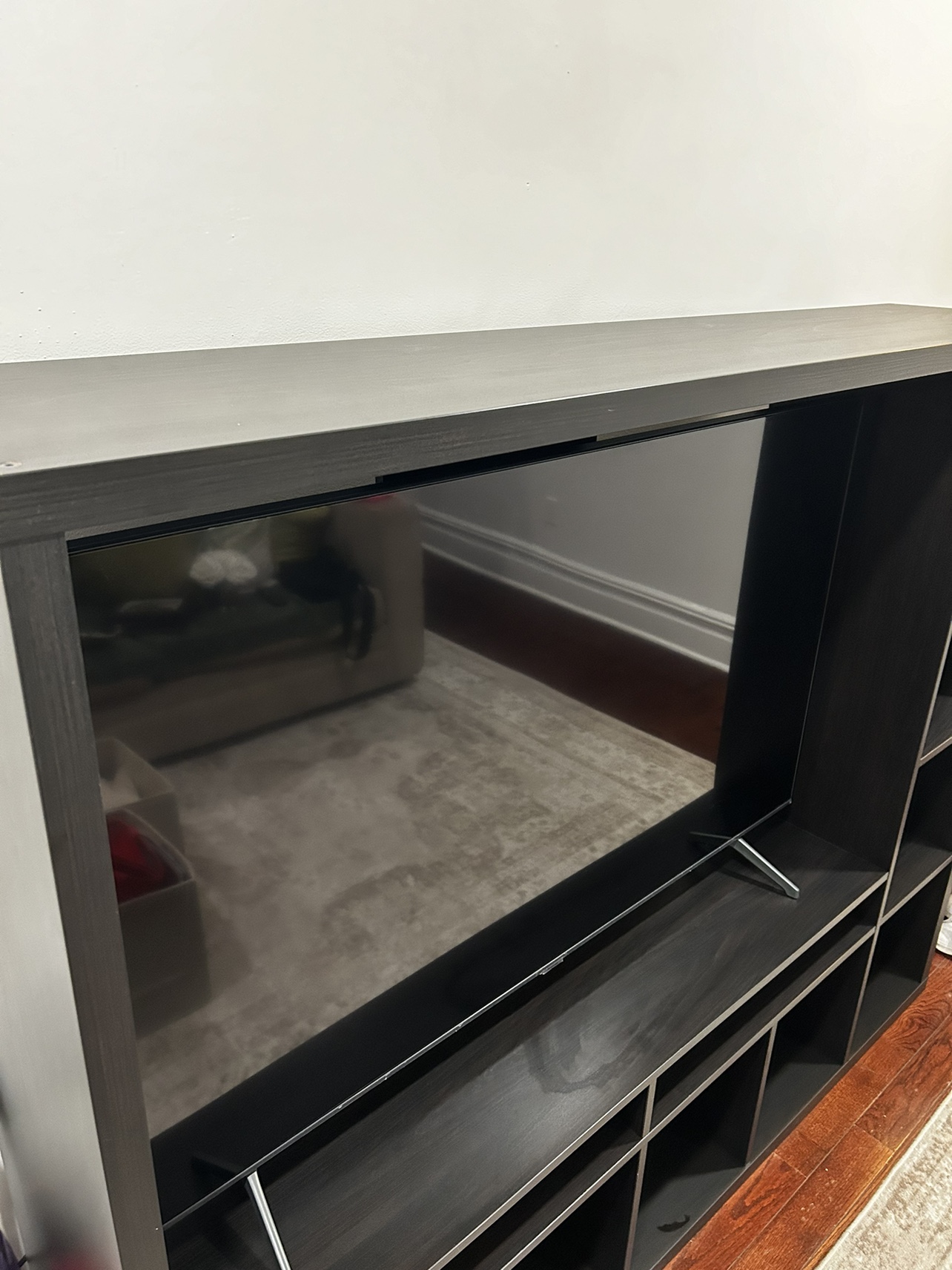 Black tv stand with shelf - photo 2