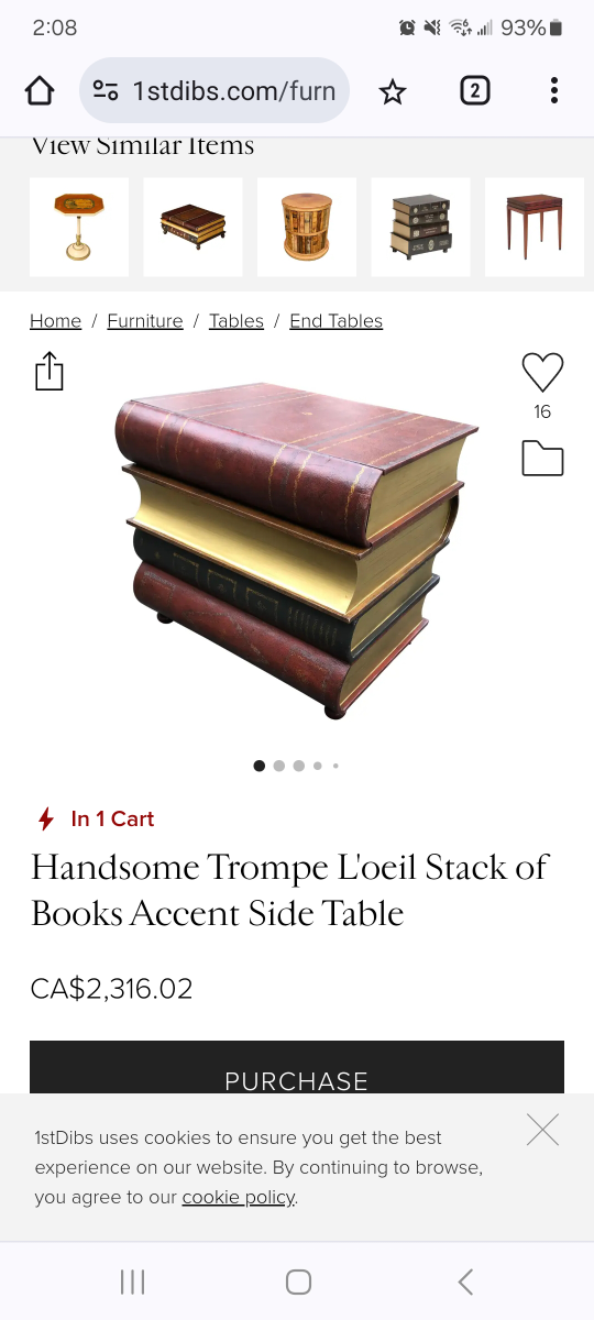 Handsome Trompe L'oeil Stack of Books Accent Side Table image indicator(2)