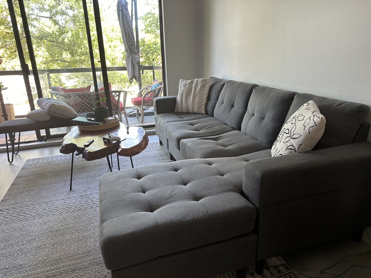 Grey Sectional Sofa Couch Reversible - photo 3