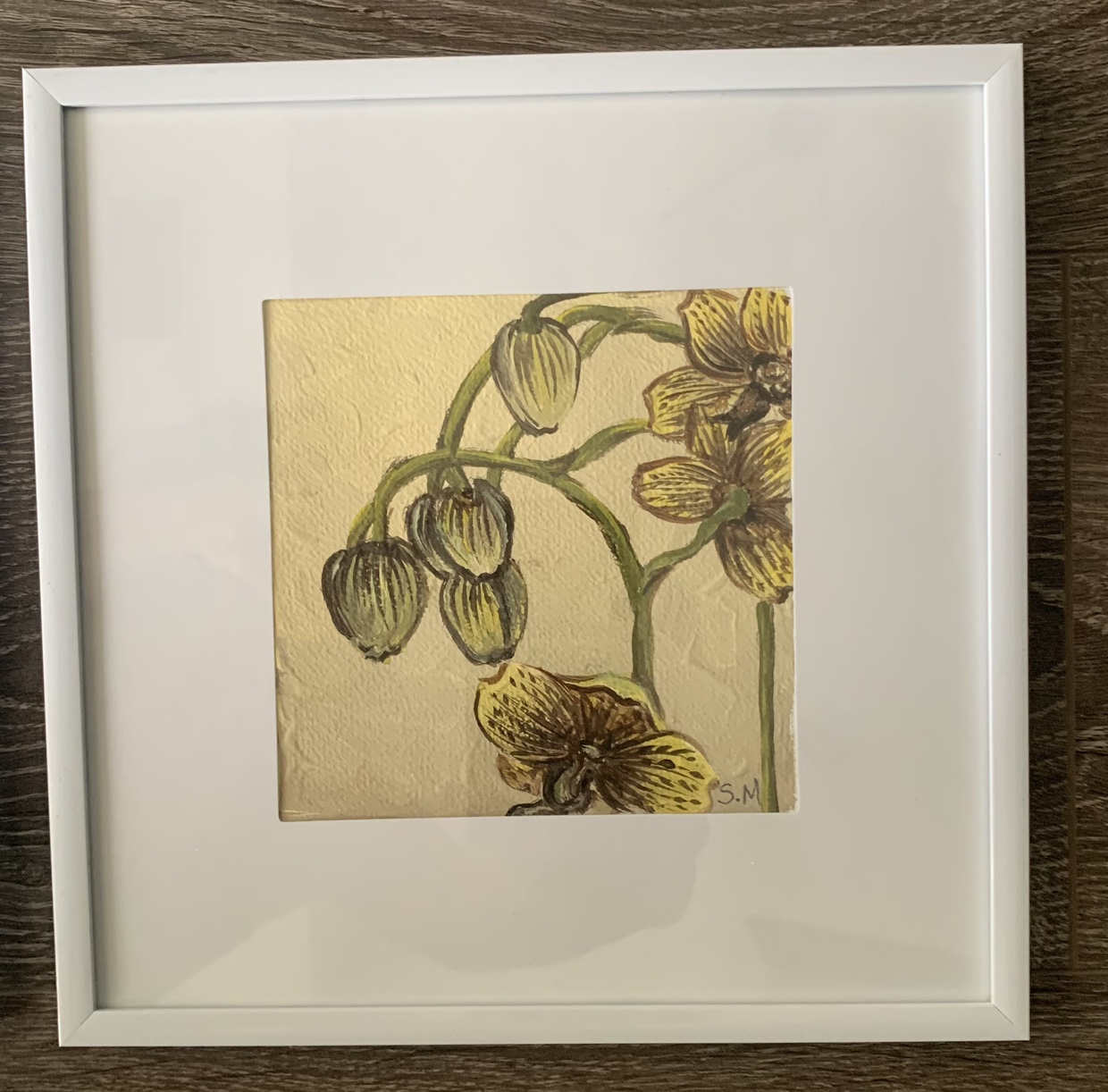 Hand paint 3 framed Orchid Acrylic paintings image indicator(4)