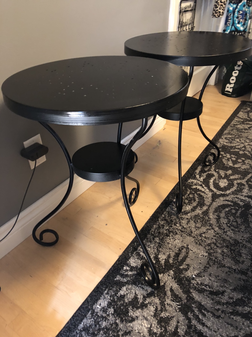 IKEA Set of 2 Aluminum Black Side Tables