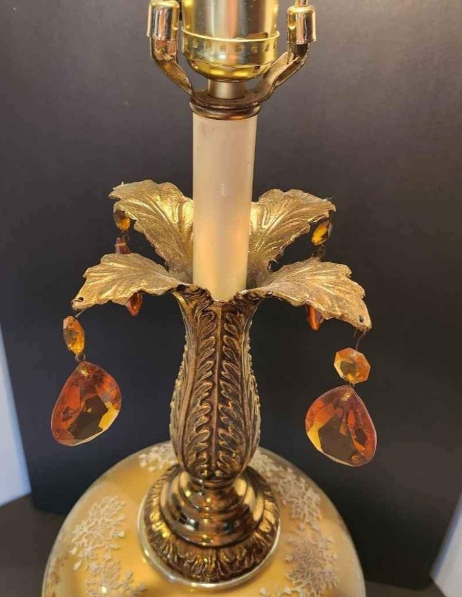 Lamp, Old Hollywood Regency, Art Glass Embossed Mid-Century - photo 3
