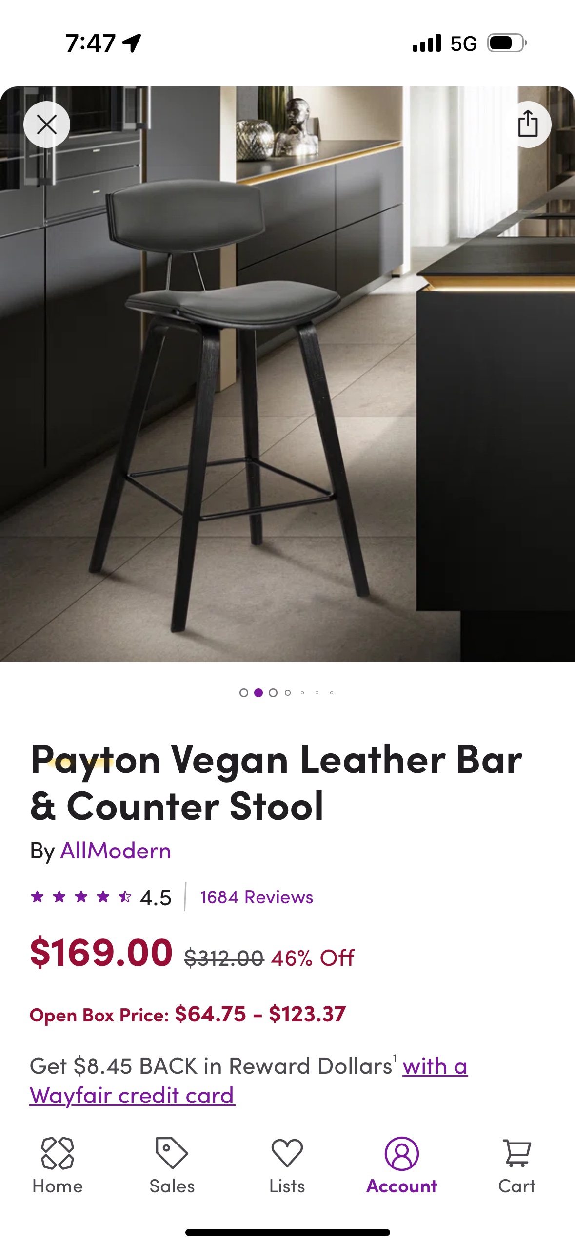 Payton Vegan Leather Bar Stool - photo 5