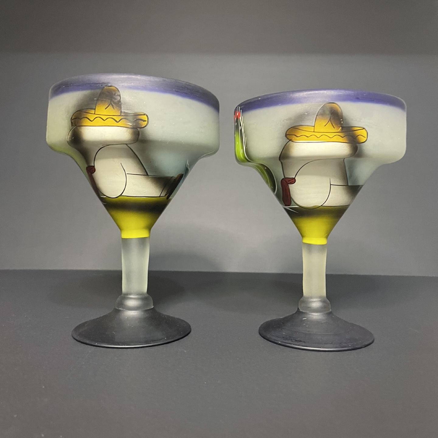 Never used Margarita Hand Painted 16 oz Glasses 6 3/4” Tall - photo 3
