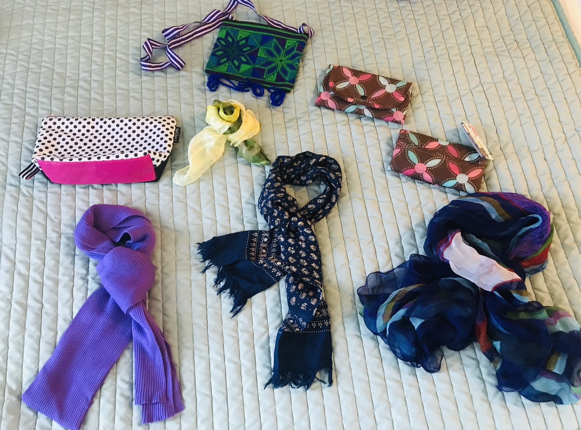 Cosmetic/makeup bag, multi-use bag, scarves thumbnail