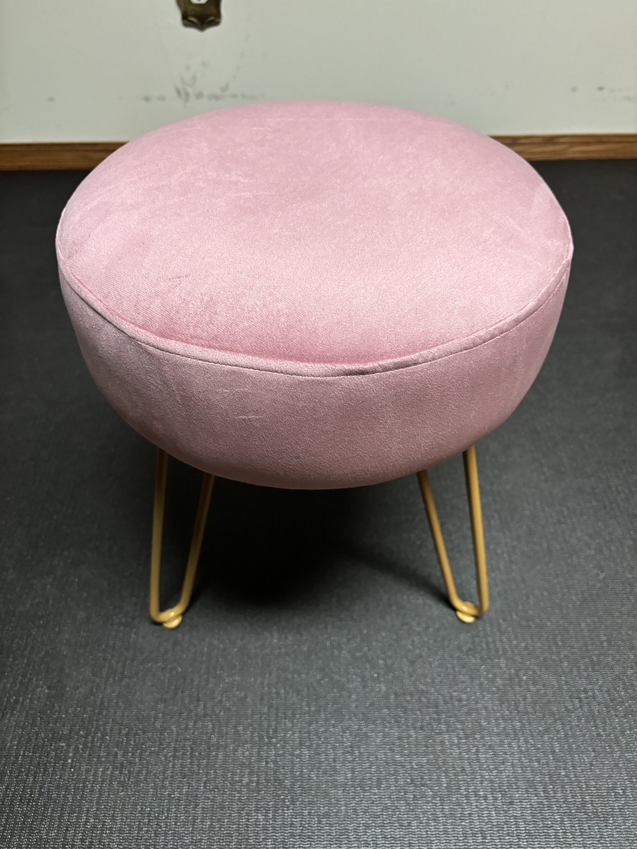 Round Velvet Stool/Ottoman (Pink) - photo 2